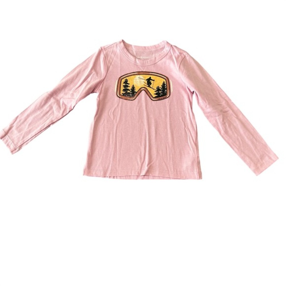 Life is Good Girls XS Pink Long Sleeve Ski Goggle Graphic T-Shirt Skier Sunset‎